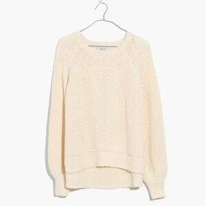 Madewell Cream Knit Balloon-Sleeve Pullover Sweater